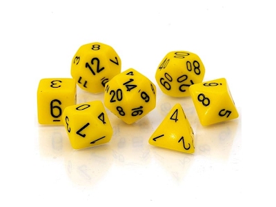 Opaque Polyhedral 7-Die Sets - Yellow w/black