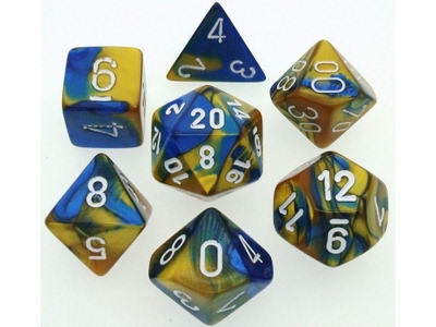 Set 7 Dadi Gemini  Blue-Gold/White