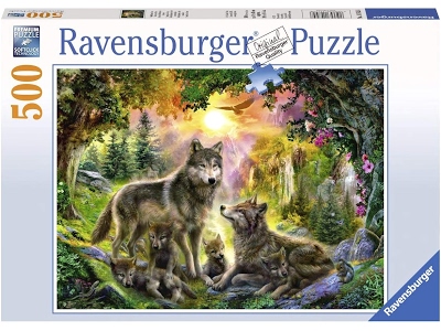 Puzzle Famiglia di lupi al sole 500 pezzi
