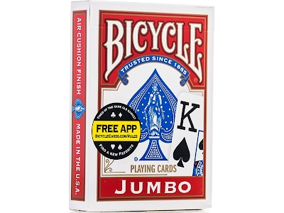 Bicycle: Mazzo formato poker Jumbo Index - Dorso Rosso