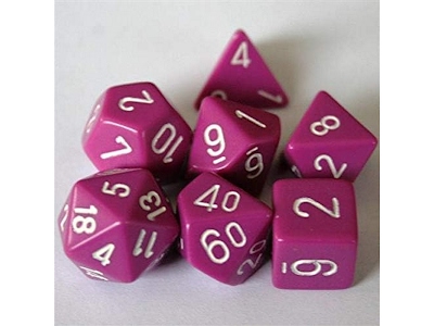 Opaque Polyhedral 7-Die Sets - Light Purple w/white