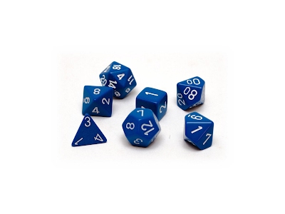 Opaque Polyhedral 7-Die Sets - Blue w/white