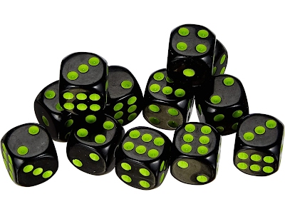 Set 12 dadi D6 Verde Neon