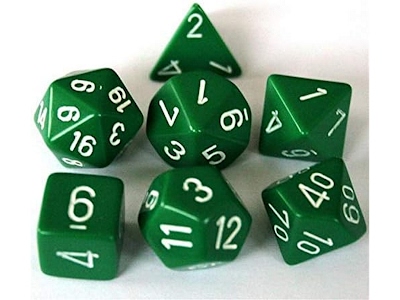 Opaque Polyhedral 7-Die Sets - Green w/white