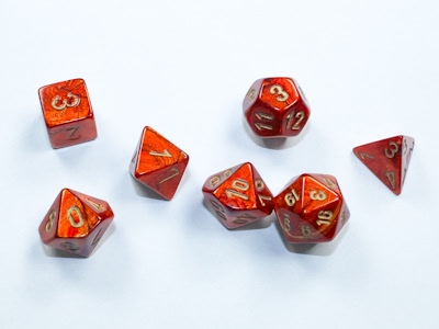 Set 7 Dadi Poliedrici Mini - Scarab Scarlet/Gold