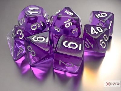 Set 7 Dadi Poliedrici Mini - Translucent Purple/White