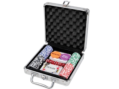 Poker case, 100 poker chips in aluminum case